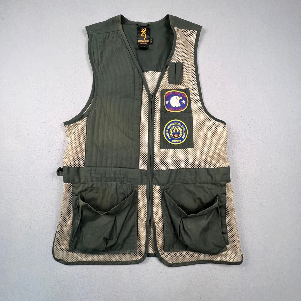 Browning Shooting Vest Mens XL Green Mesh Trapshooting Hunting Clay 305-001